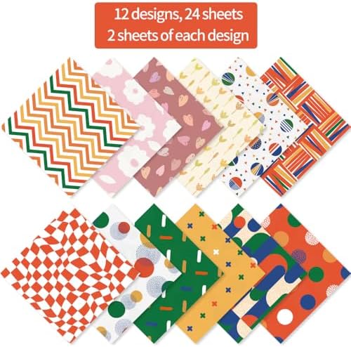 6x6" Cardstock Single Sided Scrapbooking,Craft Decorative Scrap Book Paper | 160gsm,24-Sheet 12Patterns Colored Paper,Junk Journal Supplies,Vivid Origami Papers DIY Craft Gift Wrapping Album.Sweet Love
