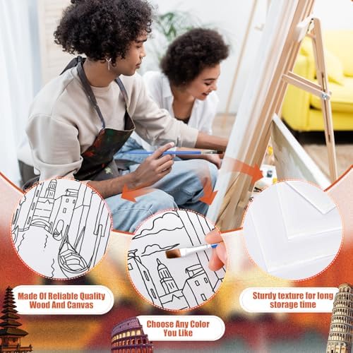 Sherr 140 Pcs 20 Set Pre Drawn Canvas Painting Kit, Landmarks