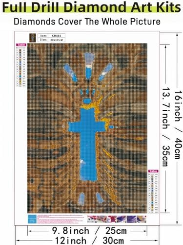 Sky Cross 5D DIY Diamond Painting Kits for Adults, Diamond Art Kits for Beginners, Full Drill Dot Painting Gem Art Kits for Home Wall Decor11.8 x15.7 Inch