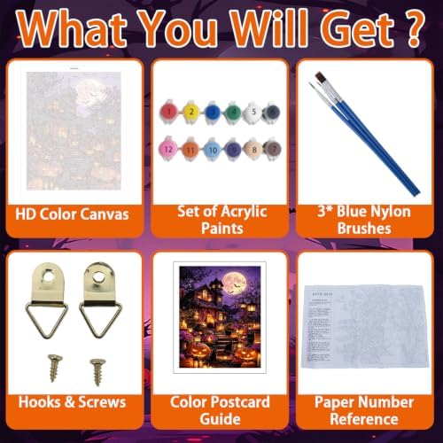 WULINHUAFA Paint by Numbers Adults Beginner Castle 16x20 Inch | Adult Paint by Number Kits Halloween, DIY Acrylic Oil Easy Painting by Numbers for Gifts Home Wall Decor Without Frame