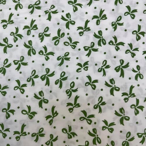 Cotton Fabric DIY Making Supplies Quilting Patchwork Fabric Fat Quarter Bundles DIY for Quilting Cotton Patchwork Cushions (Green Bow, 20" x 20")
