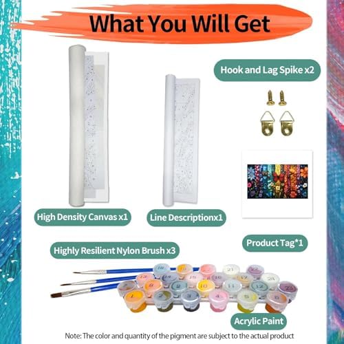 YALKIN Paint by Numbers Kit for Adults, Flower Adults'paint-by-Number Kits on Canvas, DIY Acrylic Oil Painting by Numbers Kits, Perfect for Home Decor, Gifts 28x16in