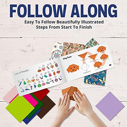 Origami Paper - 100 Origami Paper Kit - Set Includes, 100 Sheets 20 Colors 6x6, Origami Book 25 Easy Colored Projects, Kids Crafts, Christmas Gifts for boys 8-12