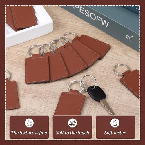 10 Pcs Leather Key Fob, PU Leather Keychains Laser Engraving Blanks