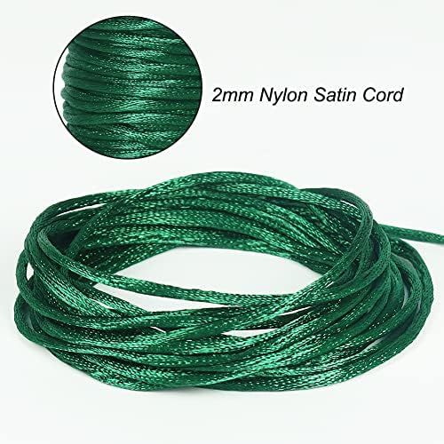 Tenn Well 295ft 2mm Satin Nylon Cord Silky Rattail Dark Green for Crafts
