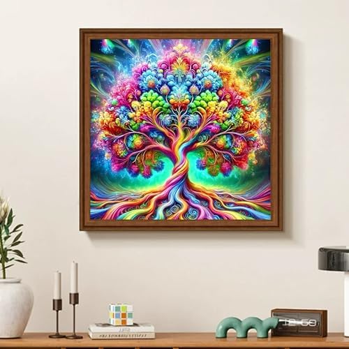 ckdiluy Tree of Life Diamond Art Kits for Adults Beginners, 5D DIY Colorful Diamond Painting Kits, Full Round Drill Diamonds Dots Gem Art Crystal, Home Wall Decor 13.8X13.8 Inch