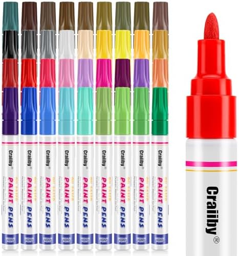 Oil Based Paint Markers, 36 Colors Permanent Paint Pens, Waterproof Quick Dry Paint Marker Set for Rock Painting, Wood, Glass, Metal, Plastic, Canvas, DIY Craft