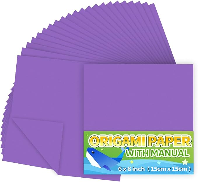 Praisebank Dark Purple Origami Paper, 220pcs 6x6 inch, Double Sided Color, Origami Paper Kit for Crafts, Origami Kit.