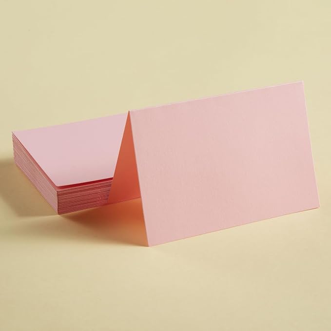 50 Pack Blank Folded Cardstock Cards, Pink, 4x6