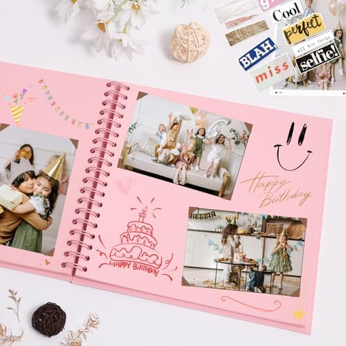 Scrapbook Album 10x10 Inches 100 Pages Hardcover Kraft Paper Pink