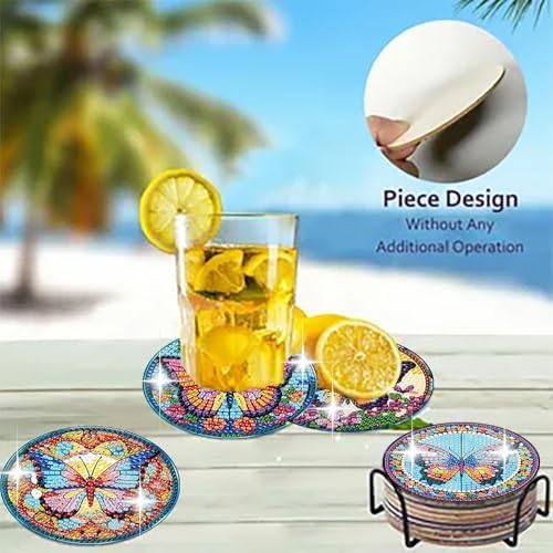 8 Pack Diamond Art Coasters,Butterfly Diamond Painting Coasters Kits
