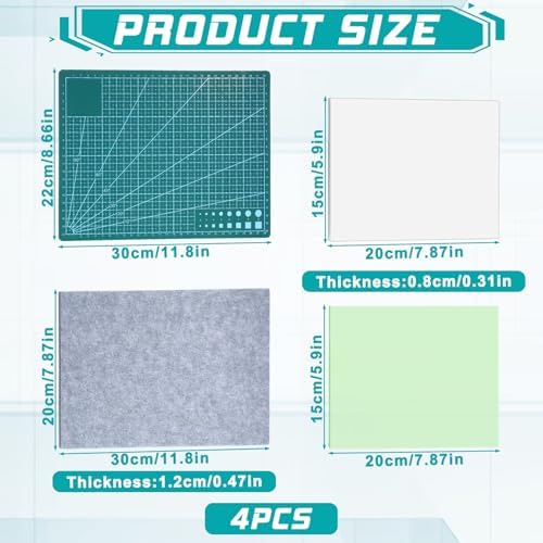 4 Pcs Leather Punch Pads, Craft Cutting Mat Craft Mat Sound Absorbing Pad and A4 Self Healing Cutting Mat Hole Punchs Stamping Tool for Leathers Working DIY Crafts