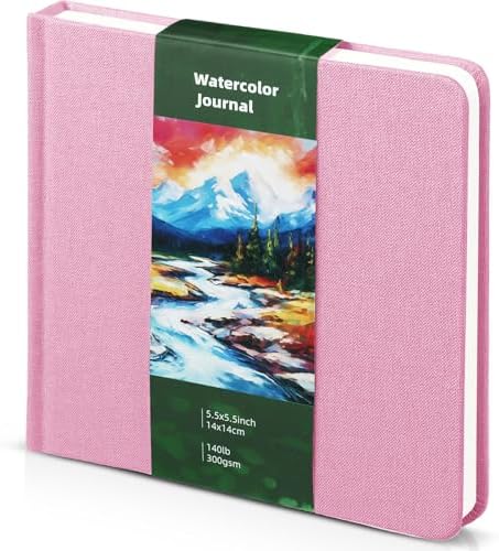 5.5in Watercolor Sketchbook Journal Square Watercolor Notebook Pink