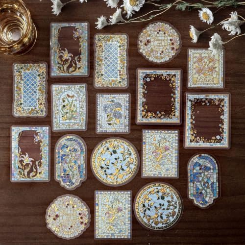 80 Pcs 3D Embossed Gold Foil Mosaic Stickers, 4 Packs PET Decals