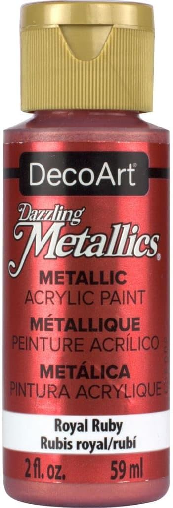 DecoArt Dazzling Metallics 2-Ounce Royal Ruby Acrylic Paint, Red
