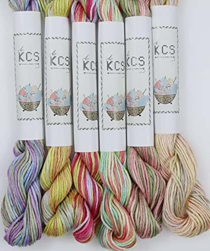 KCS Big skeins of 25 Meters Size 25 Color Variegated Cross Stitch Stranded Threads,6 skeins,05