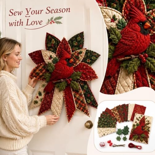 WGOHNUAHA Festive Quilted Christmas Door Hanging DIY Sewing Kit