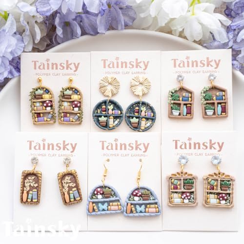 Tainsky Bookshelf Polymer Clay Cutters, 17 Shapes for Book Lover Earrings