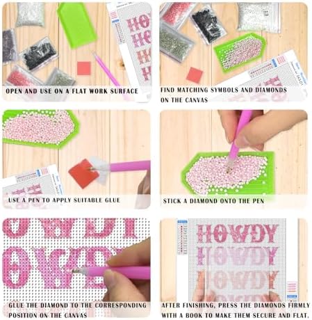 XUNLURY Trendy Western Cowgirl Diamond Art Kits 4 Pcs, Funky Glitter Pink Bow Disco Ball Diamond Painting Kits for Adults Girls Beginners, Full Drill Diamonds Dots for Home Decor, 9.8x11.8 Inch