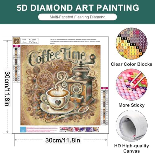 Diamond Art Kits for Adults,Coffee Diamond Painting Kits for Beginners