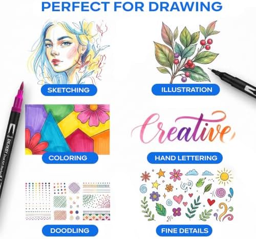 72 Watercolor Markers Set | Water Color Pens with Brush & Fineliner, Water-Based Art Markers | Dual Tip Markers for Adult Coloring, Lettering, Calligraphy, Sketching, Journaling & Illustration