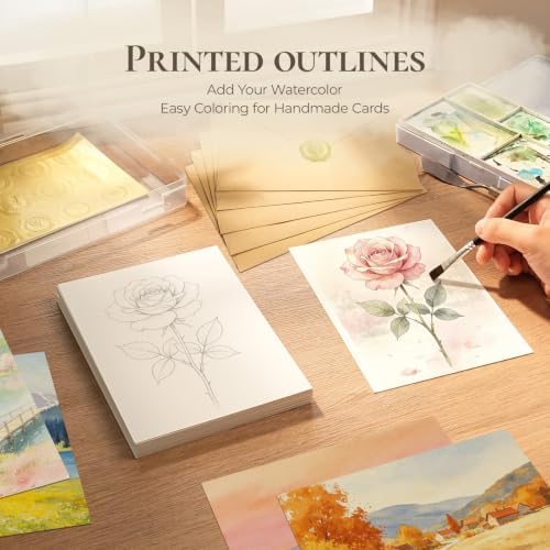 Vienrose Botanical Watercolor Cards with Envelopes 30 Pack 5x7