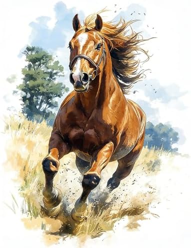 Paint by Numbers Kit for Adults, Running Horse Painting, 16 x 20 Inch | DIY Adult Paint by Number Kit on Canvas for Beginners, without Frame, Horse Wall Decor, Stress Relief Craft Gift