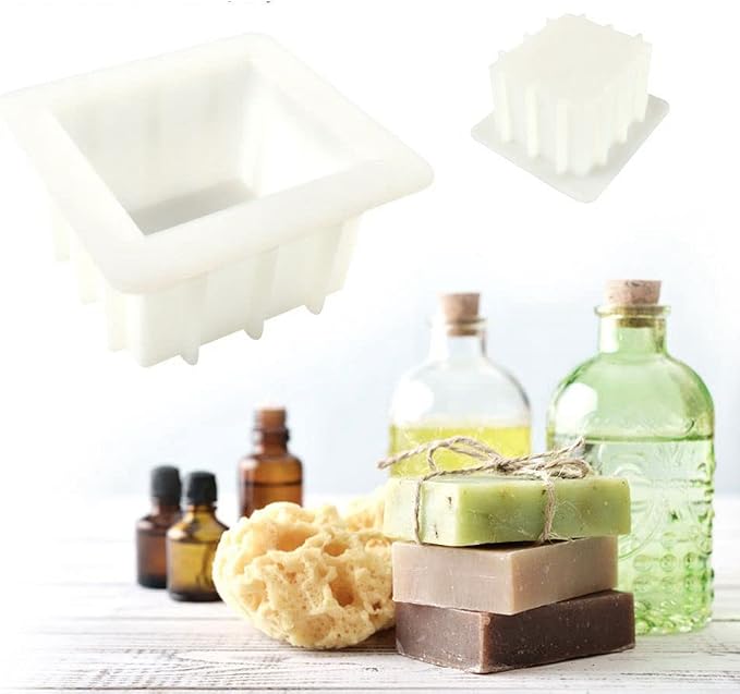 500ML Square Silicone Soap Mold, Resin, Pastry, Loaf, and Candle Mold Reusable Flexible DIY Soap Making Molds and Supplies