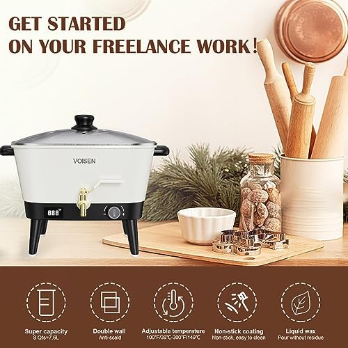 VOISEN Wax Melter for Candle Making,8Qts Candle Wax Melting Pot with Spout
