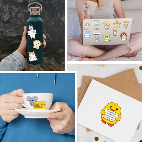 50PCS Emotional Support Animal Stickers by Puraesla– Affirmation Sticker Pack for Adults or Kids Cute Inspirational Buddies for Water Bottles, Laptops, Phones, Positive Quote Vinyl