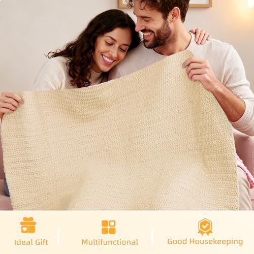 Aeelike Crochet Blanket Kit for Beginners, Easy Soft Crochet Kit, Khaki