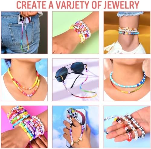 Ilootm Friendship Bracelet Making Kit, 16800pcs Beads for Jewelry Making, 96 Colors Polymer Clay Beads & 24 Colors Glass Seed Beads, 400 Letter Beads, DIY Crafts Gifts for Girls & Adults