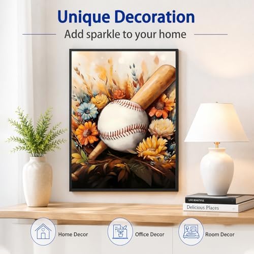 AUKELHJ Diamond Art Kits for Adults, Baseball Diamond Painting, 12x16 Inch