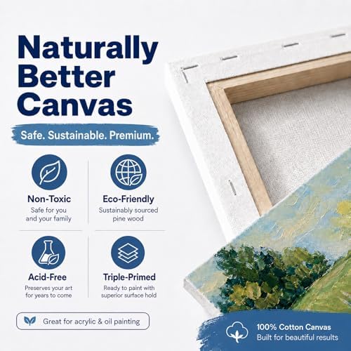 5 Pack 100% Cotton Stretched Canvas for Painting | Multi Sizes 4x6,6x8,8x10,9x12,11x14,Acid-Free Canvas for Oil & Acrylic,Kids,Beginners & Artists,art supplies for adults