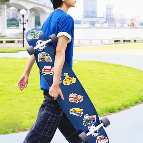 DothRayan Car Stickers for Water Bottles, 100 Pcs Transportation Vehicle Truck Stickers for Kids Boys, Vinyl Waterproof Truck Sticker for Teaching Aids for School and Home, Rewards and Gifts