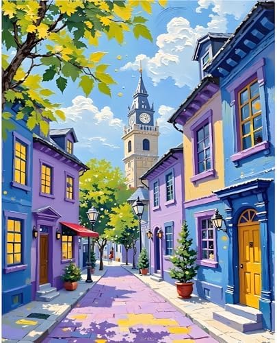 AOSGEDY Paint by Numbers Kit for Adults, Scenery-Cityscape Adults Paint by Number Kits, Landscape Paint by Numbers for Beginners, DIY Acrylic Painting on Canvas for Home Wall Art Decor 16x20 Inch