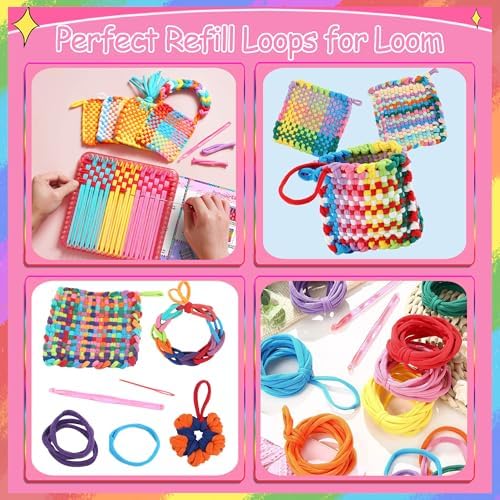 REENLIV 504 PCS Weaving Loom Loops Refill for 6-12 Inch Potholder Loom kit Toys, Elastic DIY Arts and Crafts Loops Supplies for Kids Beginners, Perfect Christmas & Birthday Gifts for 5-13 Year Girls.