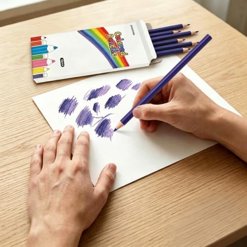 12 PCS Purple Colored Pencils, Pre-sharpened Professional Wooden Art Pencils Set for Artists Painting | Premium Drawing Sketching Supplies