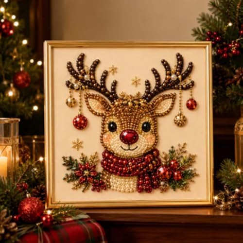 Christmas Pearl Diamond Painting Suncatcher Kit, DIY Bead Craft (#F)