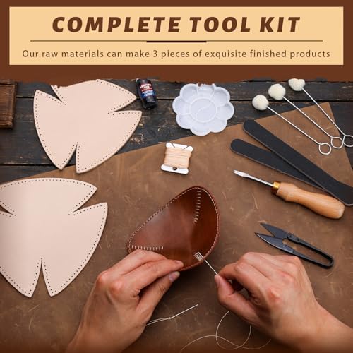 CBHGFEA Leather Crafting Kit, Vegetable Tanned Leather Tray Kit (S, M, L)