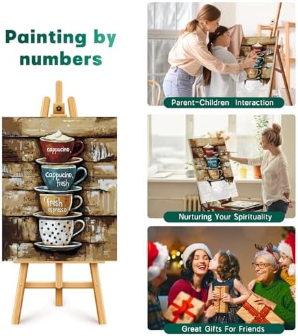 Possoco 2 Pack Paint by Numbers Kit for Adults Beginner, Colorful Coffee Cups Adult Paint by Number Kits on Canvas, DIY Acrylic Number Painting for Adults for Home Decor Gift 16x20 Inch