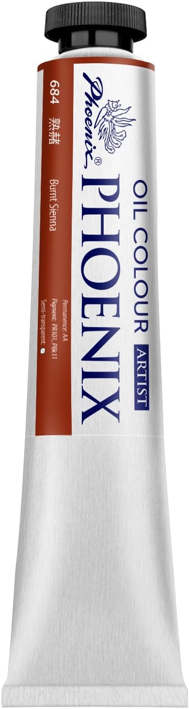 PHOENIX Burnt Sienna Oil Paint - 150ml / 5.07 Fl oz. Single Large Tube - Artist Quality Oil Based Paint for Professionals