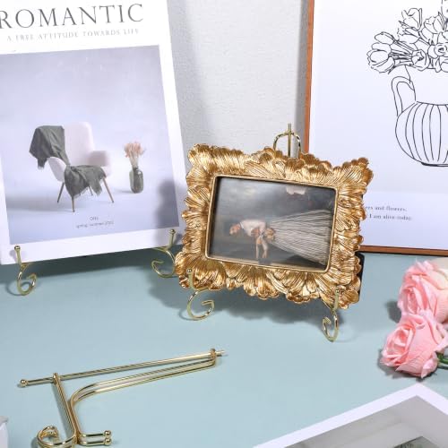 10 Pcs 8 Inch Plate Stands for Display, Gold Iron Small Easels