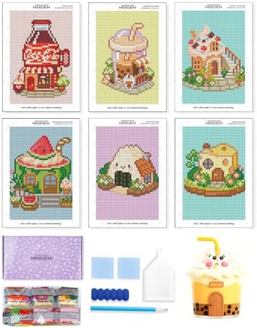 forever young Tea Time Cottage Small Diamond Art Kits, 5x7 Inch Canvas