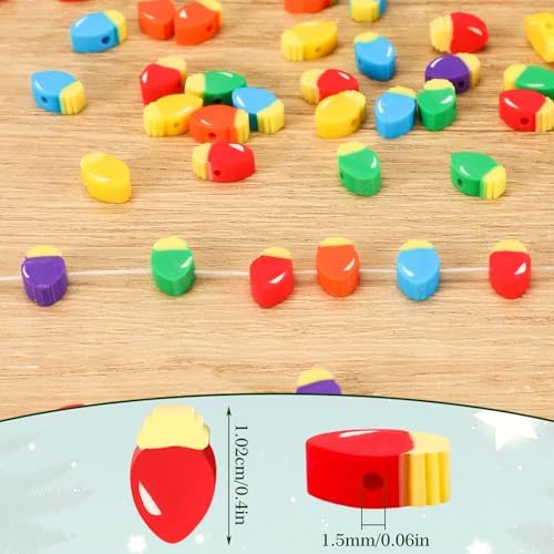 300Pcs Christmas Bulbs Polymer Clay Beads for Jewelry Making