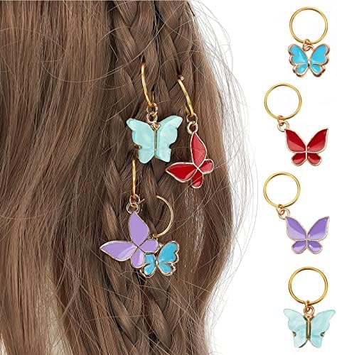 NBEADS Butterfly Charms and Braid Clips - 45 Pcs Removable Crochet Stitch Markers Made of Charms for Knitting, Weaving, Sewing, and Dreadlock Decorations