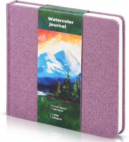 5.5in Watercolor Sketchbook Journal Square Watercolor Notebook Purple