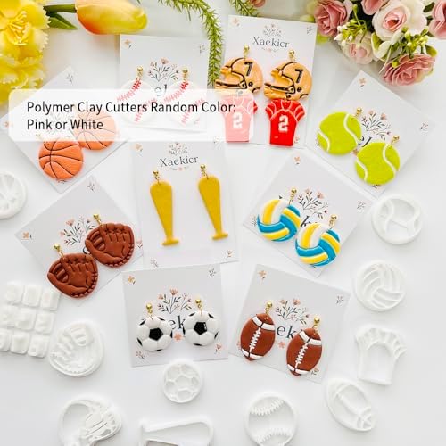Xaekicr Sports Theme Polymer Clay Cutters Set – Multiple Shapes Clay Cutters for Polymer Molds, Clay Earring and Tools