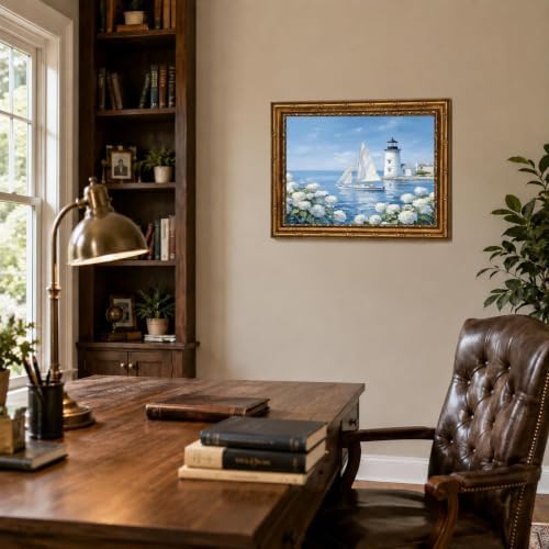 Lighthouse Diamond Art Kits for Adults, Round Diamond Painting 16x12 Inch