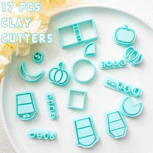 Tainsky Halloween Bookshelves Polymer Clay Cutters, 17 Shapes for Fall Bookcases Polymer Clay Cutters for Earrings